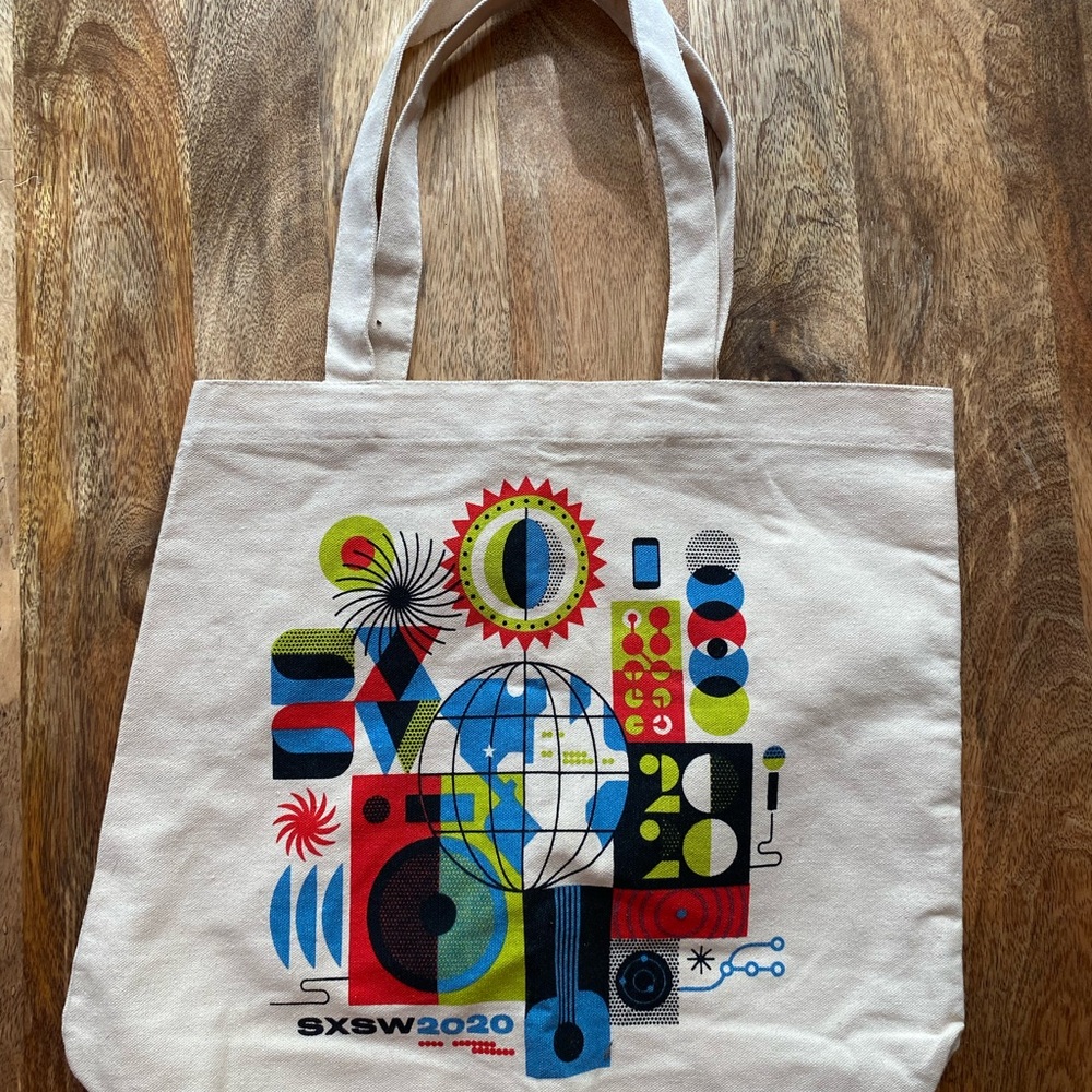 Graphic Canvas Tote Bag with Colorful Design